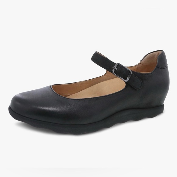 Dansko Shoes - Dansko Black Leather Mary Jane Flats with Buckle